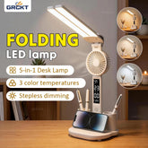 Double Headed Table Lamp With Fan Eye Protection Table Lamp LED Rechargeable Dimmable Smart Display Study Reading Night Light