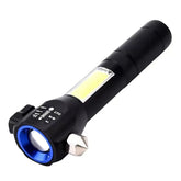 Multi-Function COB LED EDC Flashlight Rechargeable and Waterproof for Emergency Work Repairing Safety Hammer Tactical Knife