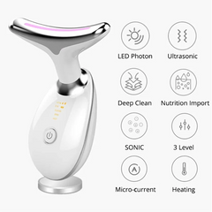 1pc Intense Pulsed Neck Face beauty instrument Firming Wrinkle Removal Tool ,Rechargeable LED three-color face and neck massager