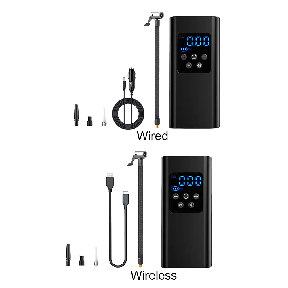 पोर्टेबल कार एयर कम्प्रेसर 150PSI कार टायर इन्फ्लेटेबल पम्प LCD डिजिटल डिस्प्ले डिजिटल इन्फ्लेटर इन्फ्लेटेबल पम्प LED लाइटको साथ