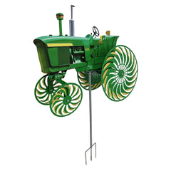 Green Tractor Garden Spinners with Rotating Wheels बगैंचाको लागि पवनचक्की बगैंचाको लागि पवनचक्की घरको आँगन, कौसी, पछाडिको चउर र फूलबारीका लागि