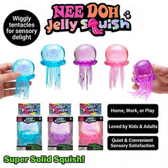 Schylling Nee Doh Jellyfish र Cube Squish Toy, नरम जेली निचोल्ने तनाव कम गर्ने फिगेट खेलौना, बच्चाहरू र वयस्कहरूका लागि सेन्सरी नी डोह