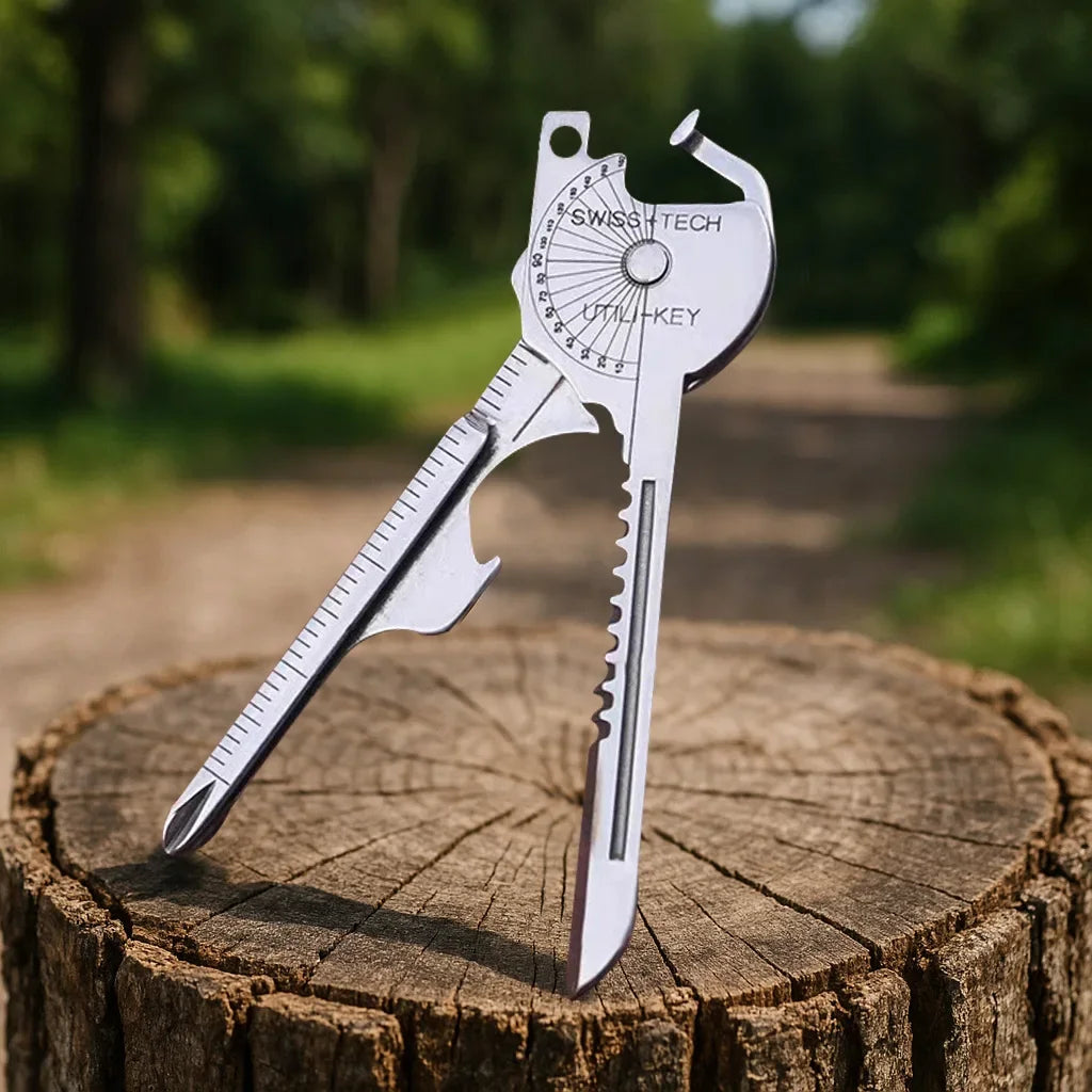 1PC 6-in-1 Stainless Steel EDC Multi Tool Utili-Key - Keychain Pocket Cutter Knife Screwdriver Unboxing Tool
