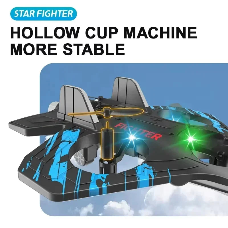 2.4G remote control fighter electric foam glider stunt tumbling UAV hovering helicopter with LED lights aircraft model