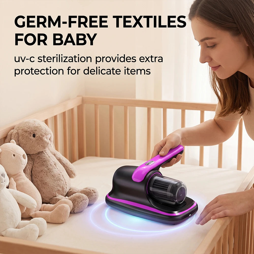 Mattress Vacuum Cleaner Wireless Handheld Bed Vacuum Cleaner with UV-C Light 12KPa Ultrasonic for Beds Sofas Car Seats Carpets