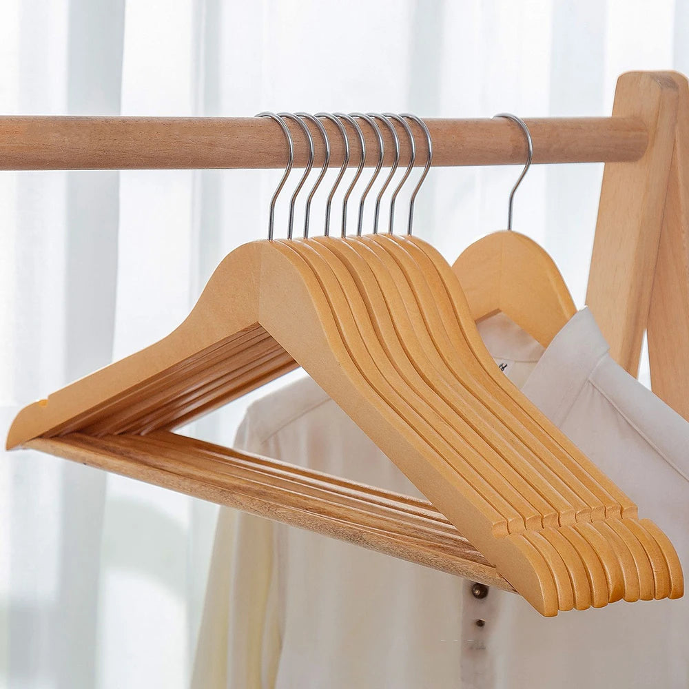 5PCS/10PCS/20PCS/30PCS Solid Wood Hangers Wooden Clothes Hangers Seamless Wood Clothes Hangers Home Organizer