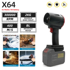 300000RPM Brushless Electric Turbo Blowers Jet Fan 400M/S Handheld Leaf Blower Dust Blowing for Makita 18V Battery Pins