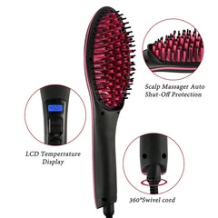 Professional Electric Hair Straightener Hand-held Portable Brush Liquid Crystal Display Hair Straightener Healthy Comb