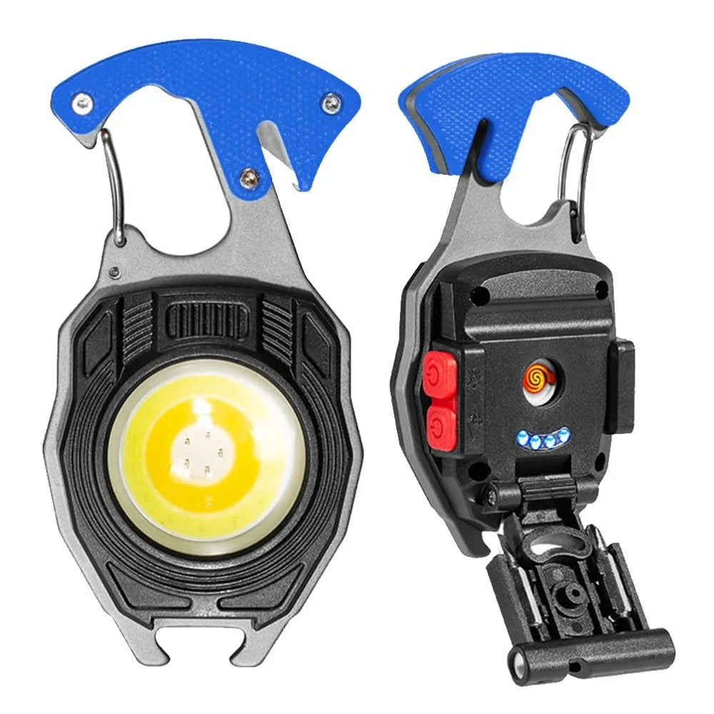 7 Light Modes Keychain Work Light 1600Lumen With Folding Bracket Rechargeable Flashlight Screwdriver Bottle Opener