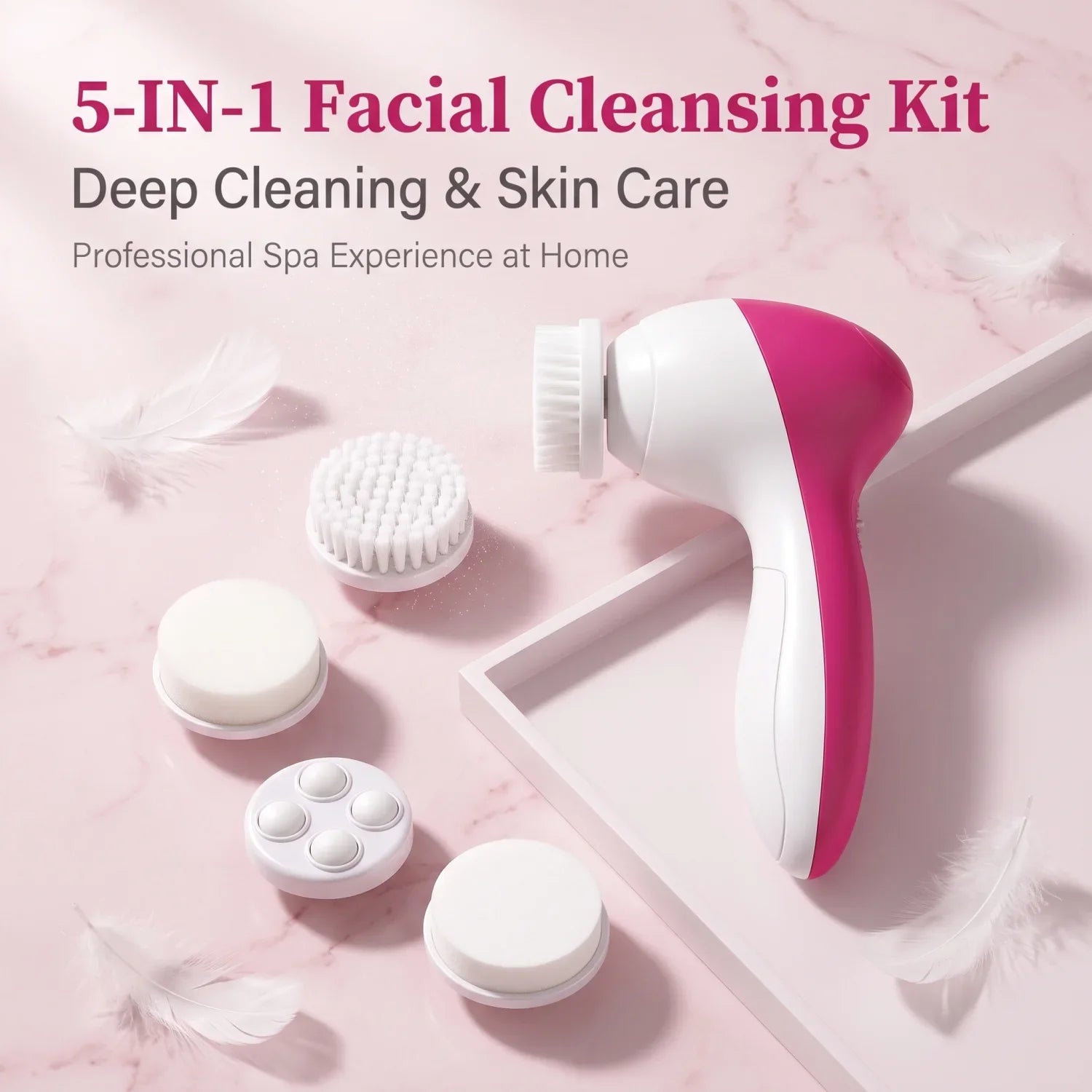 Electric 5-in-1 Facial Cleansing Brush, Multi-functional Rotating Massage Pore Cleansing Beauty Device Pore Cleaner