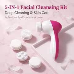 Electric 5-in-1 Facial Cleansing Brush, Multi-functional Rotating Massage Pore Cleansing Beauty Device Pore Cleaner