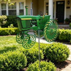 Green Tractor Garden Spinners with Rotating Wheels बगैंचाको लागि पवनचक्की बगैंचाको लागि पवनचक्की घरको आँगन, कौसी, पछाडिको चउर र फूलबारीका लागि
