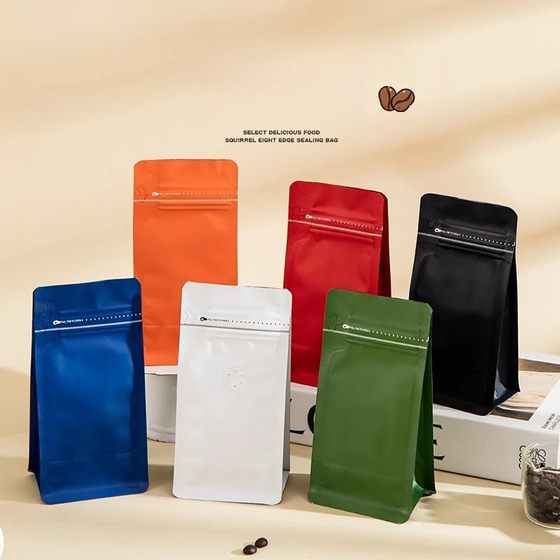 StoBag 50pcs Coffee Beans Bag Packaging with/No Valve Aluminum Foil Sealed for Food Powder Tea Nuts Storage Airtight Pouches