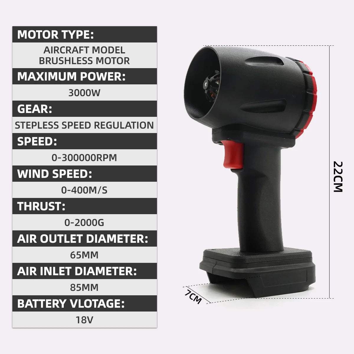 300000RPM Brushless Electric Turbo Blowers Jet Fan 400M/S Handheld Leaf Blower Dust Blowing for Makita 18V Battery Pins