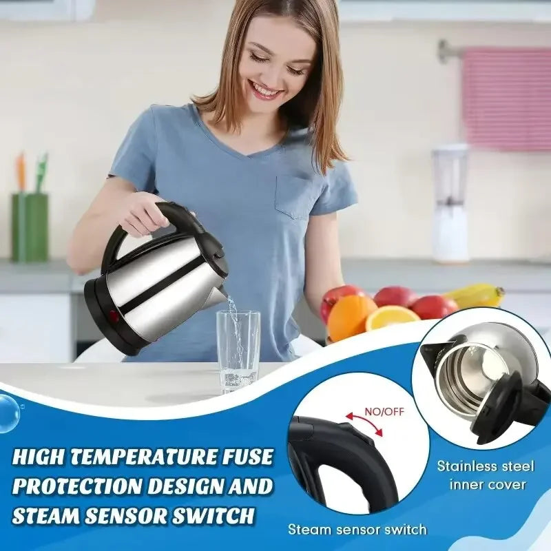 2L Food Grade Stainless Steel Electric Kettle Fast Boiling Water Heater Multifunctional Teapot for Coffee Beverage