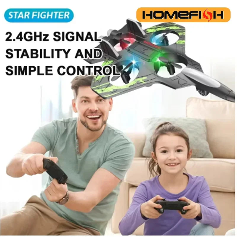 2.4G remote control fighter electric foam glider stunt tumbling UAV hovering helicopter with LED lights aircraft model