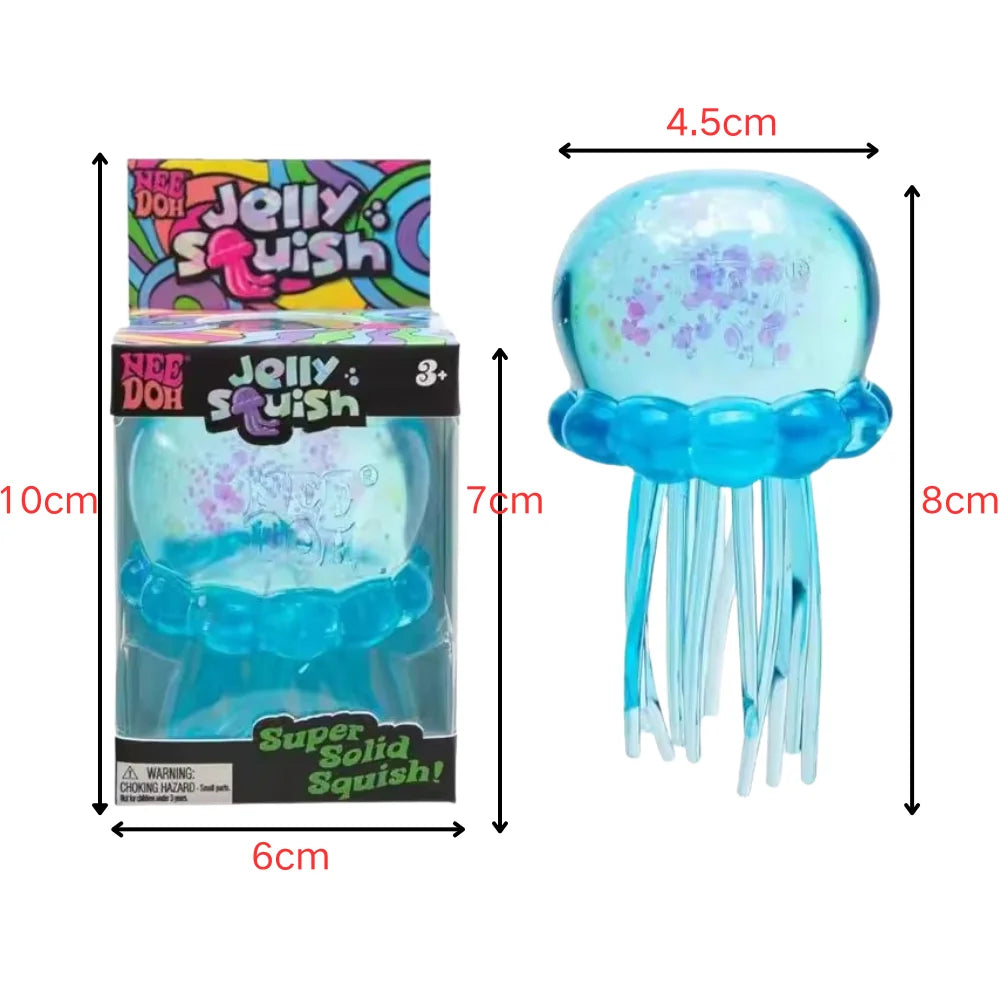 Schylling Nee Doh Jellyfish र Cube Squish Toy, नरम जेली निचोल्ने तनाव कम गर्ने फिगेट खेलौना, बच्चाहरू र वयस्कहरूका लागि सेन्सरी नी डोह