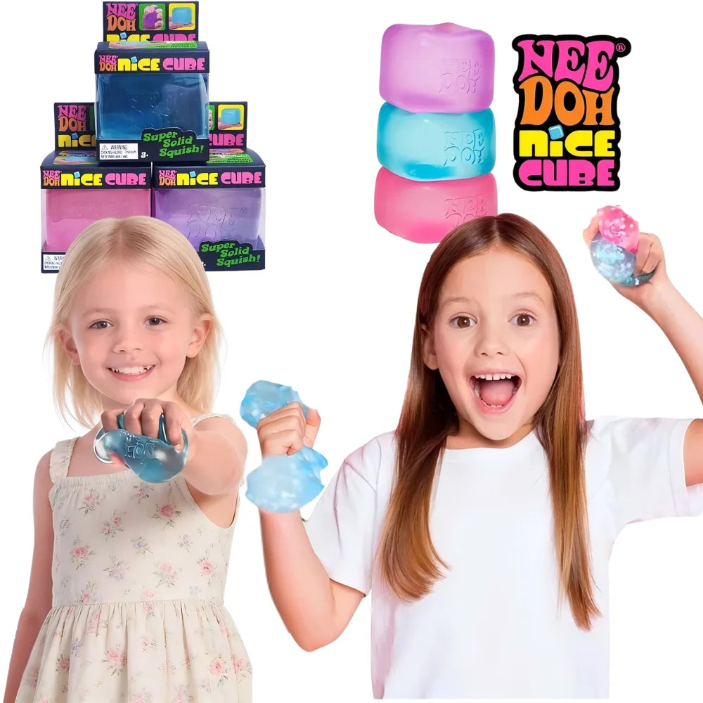 Schylling Nee Doh Jellyfish र Cube Squish Toy, नरम जेली निचोल्ने तनाव कम गर्ने फिगेट खेलौना, बच्चाहरू र वयस्कहरूका लागि सेन्सरी नी डोह