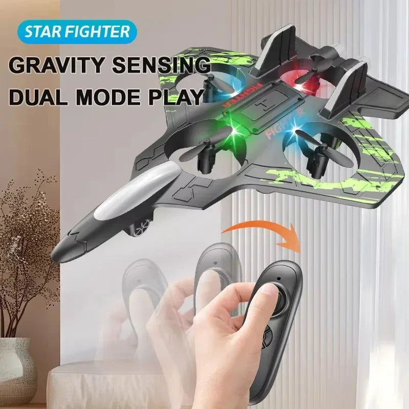 2.4G remote control fighter electric foam glider stunt tumbling UAV hovering helicopter with LED lights aircraft model
