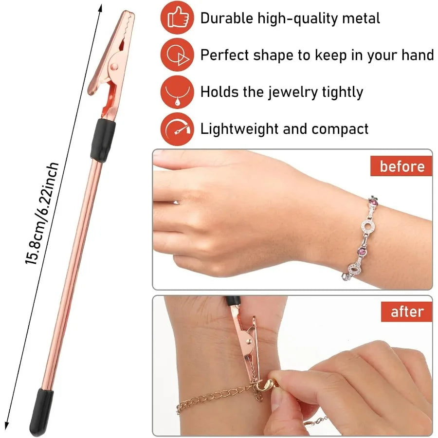 1PC Jewelry Clasp Helper, One-Hand Bracelet & Necklace Fastener Assistant Tool, Easy Lock Clips for Women