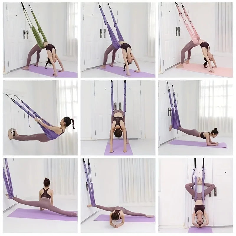 Aerial Yoga Hanging Rope Yoga Elastic Stretch Strap Pilates Fitness Training Band Door Hanging Yoga Belts Hammock For Handstande