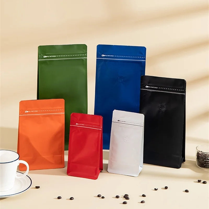 StoBag 50pcs Coffee Beans Bag Packaging with/No Valve Aluminum Foil Sealed for Food Powder Tea Nuts Storage Airtight Pouches
