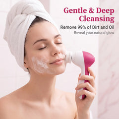 Electric 5-in-1 Facial Cleansing Brush, Multi-functional Rotating Massage Pore Cleansing Beauty Device Pore Cleaner