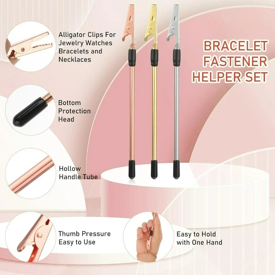 1PC Jewelry Clasp Helper, One-Hand Bracelet & Necklace Fastener Assistant Tool, Easy Lock Clips for Women