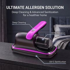 Mattress Vacuum Cleaner Wireless Handheld Bed Vacuum Cleaner with UV-C Light 12KPa Ultrasonic for Beds Sofas Car Seats Carpets
