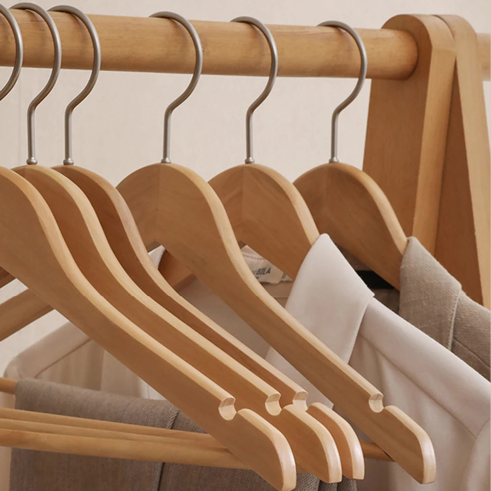 5PCS/10PCS/20PCS/30PCS Solid Wood Hangers Wooden Clothes Hangers Seamless Wood Clothes Hangers Home Organizer
