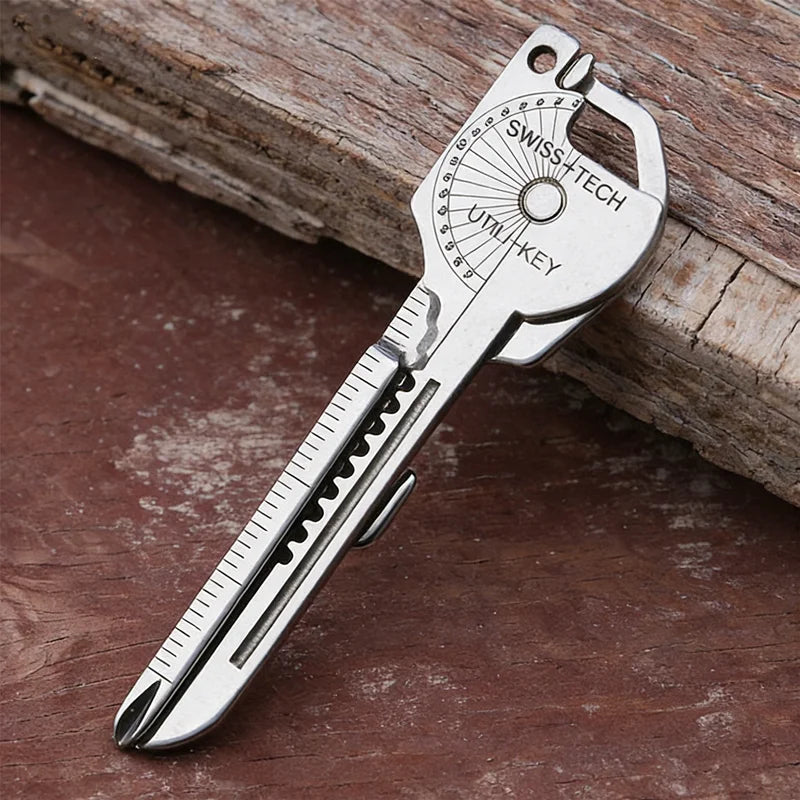 1PC 6-in-1 Stainless Steel EDC Multi Tool Utili-Key - Keychain Pocket Cutter Knife Screwdriver Unboxing Tool