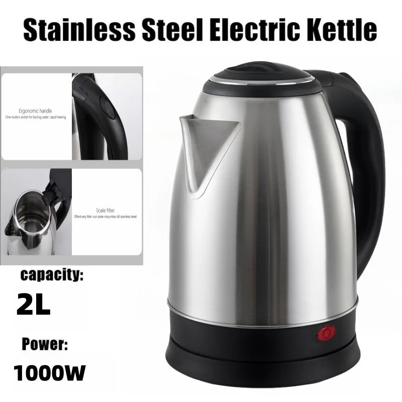 2L Food Grade Stainless Steel Electric Kettle Fast Boiling Water Heater Multifunctional Teapot for Coffee Beverage